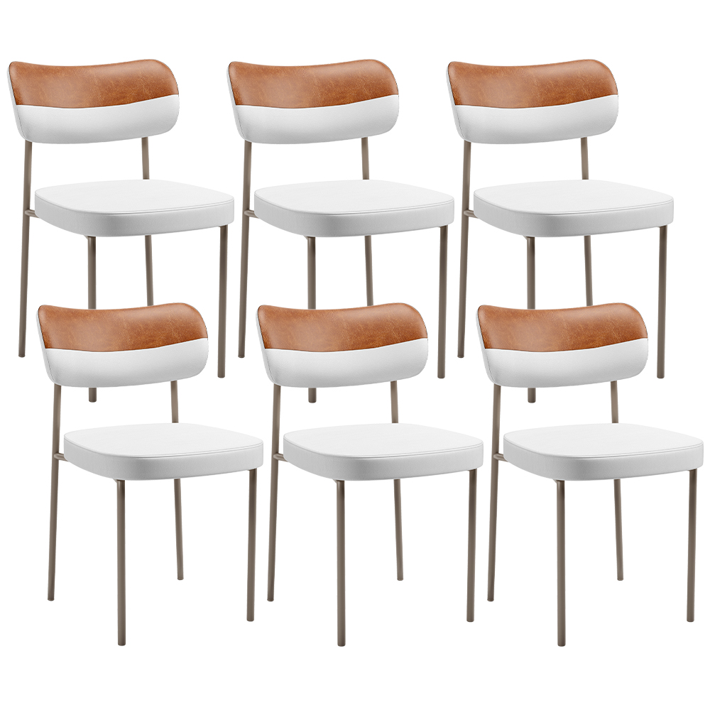 Kit 06 Cadeiras Decorativa Para Sala De Jantar Melina Base Arena L02 Faixa Couríssimo Camel Facto Branco - Lyam Decor
