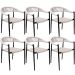 Kit 06 Cadeiras Decorativas Área Gourmet Base Preto Corda Náutica Nevada R01 Amêndoa - Lyam Decor