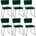 Kit 06 Cadeiras Decorativas Estofada Base De Aço Allana L02 Bouclê Verde - Lyam Decor