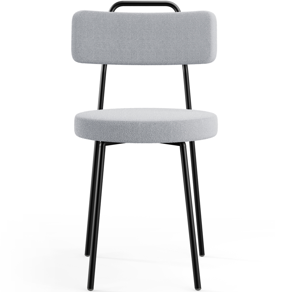 Kit 06 Cadeiras Decorativas Estofada Para Sala De Jantar Barcelona L02 Bouclê Cinza - Lyam Decor