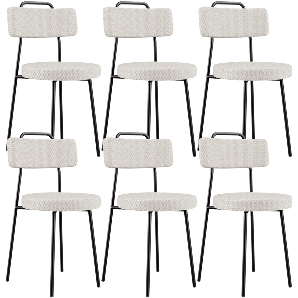 Kit 06 Cadeiras Decorativas Estofada Para Sala De Jantar Barcelona L02 Bouclê Cru - Lyam Decor