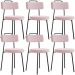 Kit 06 Cadeiras Decorativas Estofada Para Sala De Jantar Barcelona L02 Bouclê Rosê - Lyam Decor