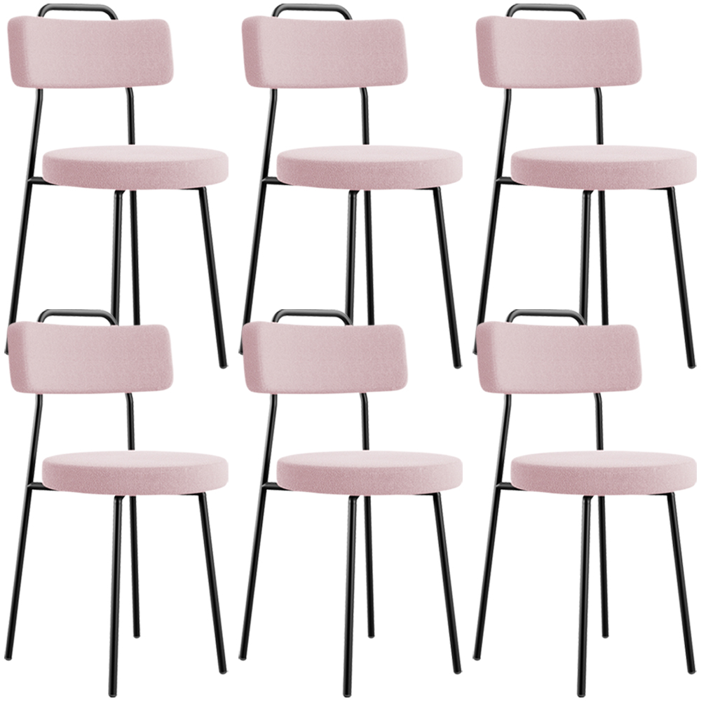 Kit 06 Cadeiras Decorativas Estofada Para Sala De Jantar Barcelona L02 Bouclê Rosê - Lyam Decor