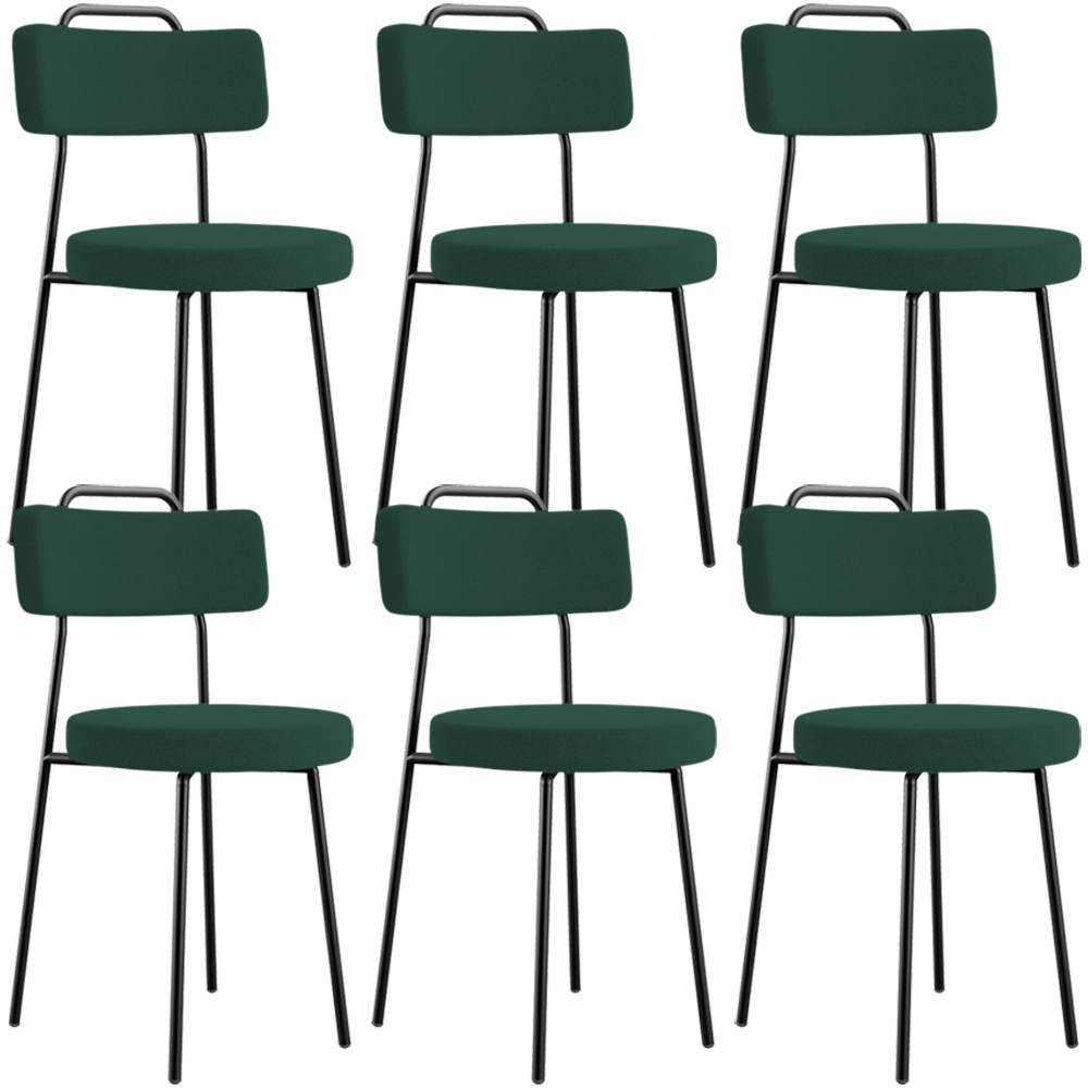 Kit 06 Cadeiras Decorativas Estofada Para Sala De Jantar Barcelona L02 Bouclê Verde - Lyam Decor