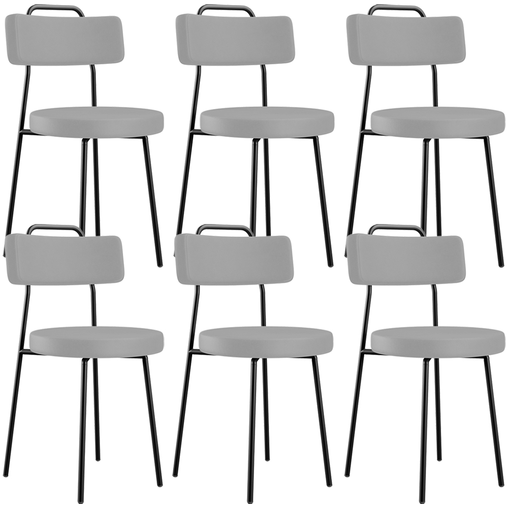 Kit 06 Cadeiras Decorativas Estofada Para Sala De Jantar Barcelona L02 Facto Cinza - Lyam Decor