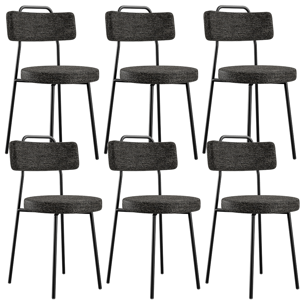 Kit 06 Cadeiras Decorativas Estofada Para Sala De Jantar Barcelona L02 Linho Chumbo - Lyam Decor