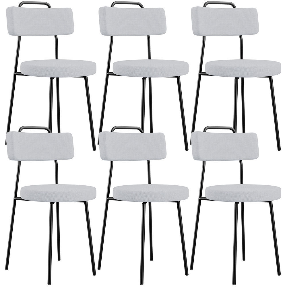 Kit 06 Cadeiras Decorativas Estofada Para Sala De Jantar Barcelona L02 Linho Cinza - Lyam Decor