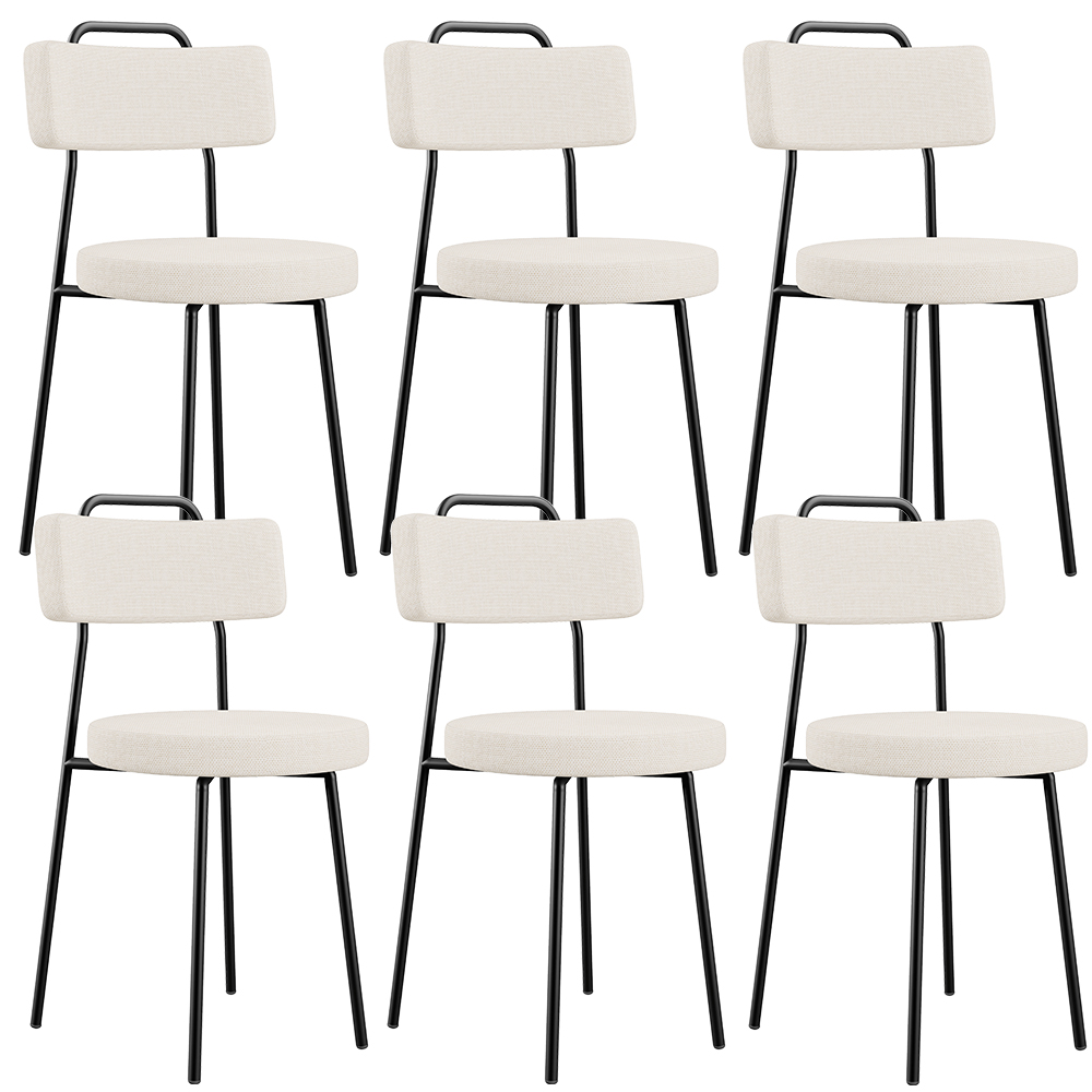 Kit 06 Cadeiras Decorativas Estofada Para Sala De Jantar Barcelona L02 Linho Cru - Lyam Decor