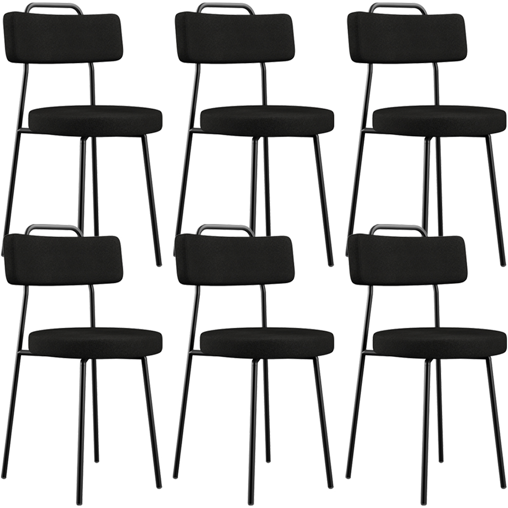 Kit 06 Cadeiras Decorativas Estofada Para Sala De Jantar Barcelona L02 Poliéster Preto - Lyam