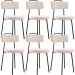 Kit 06 Cadeiras Decorativas Estofada Para Sala De Jantar Barcelona L02 Suede Bege - Lyam Decor