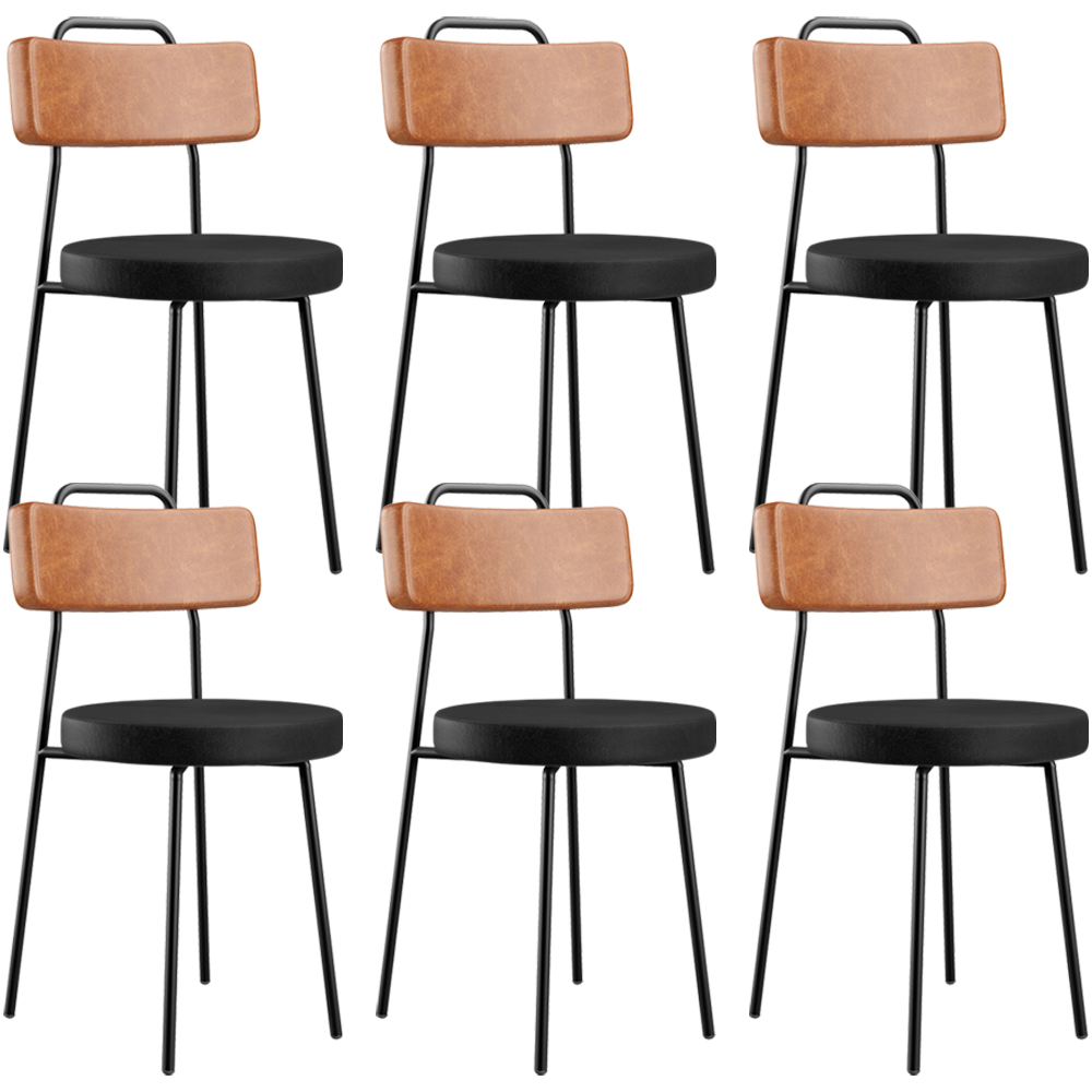 Kit 06 Cadeiras Decorativas Estofada Para Sala Jantar Barcelona L02 Couríssimo Camel Preto - Lyam