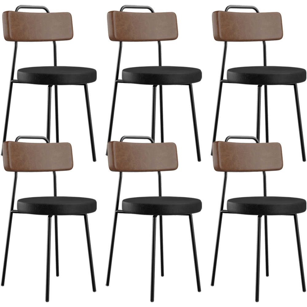 Kit 06 Cadeiras Decorativas Estofada Para Sala Jantar Barcelona L02 Couríssimo Marrom Preto - Lyam