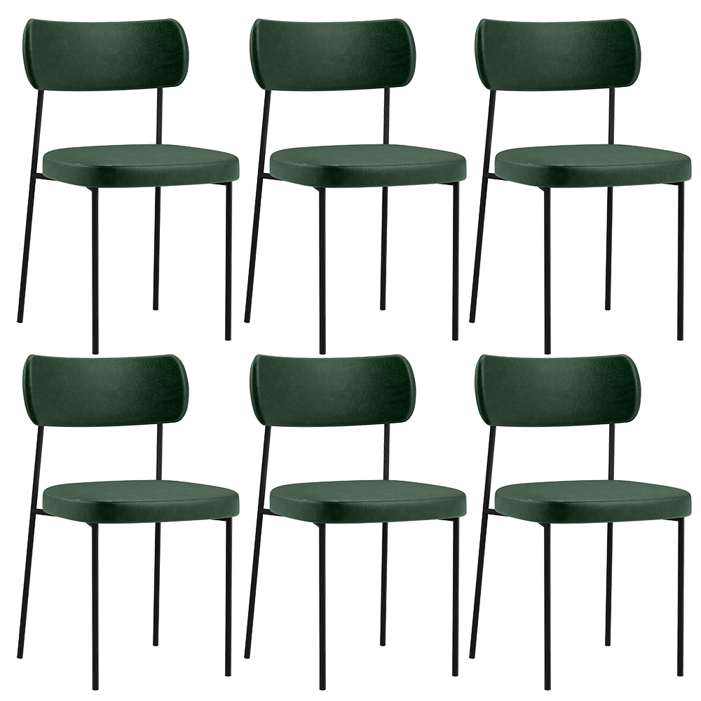 Kit 06 Cadeiras Decorativas Estofada Para Sala Jantar Melina L02 Couríssimo Verde Musgo - Lyam Decor