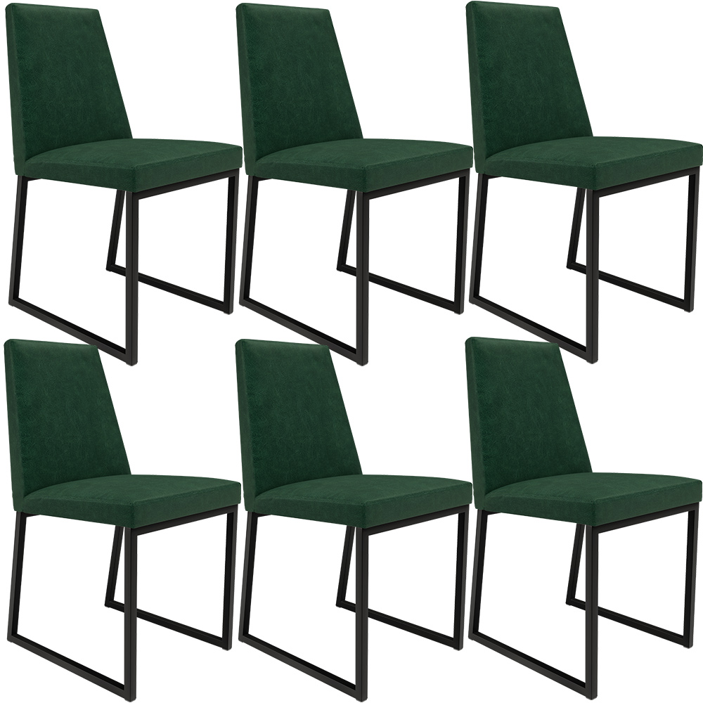 Kit 06 Cadeiras Decorativas Estofada Para Sala de Jantar Dafne L02 Facto Verde Musgo - Lyam Decor