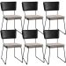 Kit 06 Cadeiras Decorativas Estofada Sala Jantar Allana L02 Couríssimo Preto Linho Bege - Lyam Decor