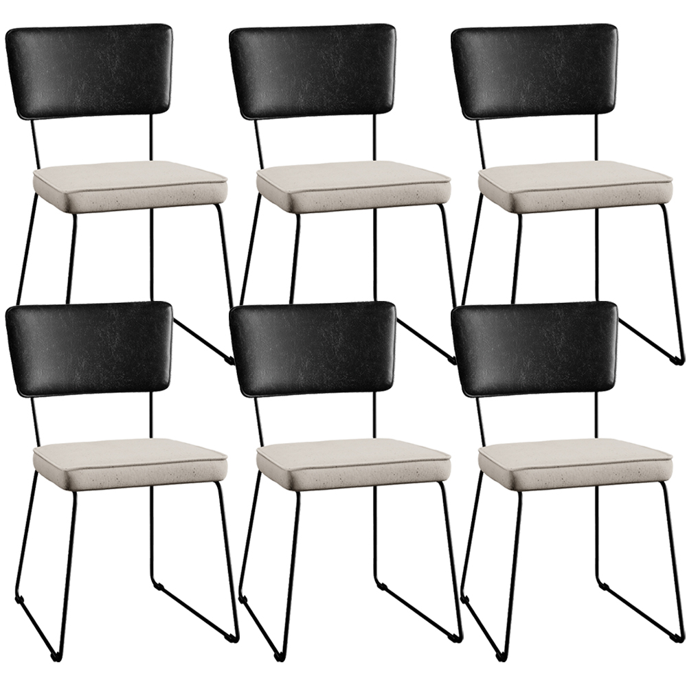 Kit 06 Cadeiras Decorativas Estofada Sala Jantar Allana L02 Couríssimo Preto Linho Cru - Lyam Decor