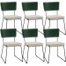 Kit 06 Cadeiras Decorativas Estofada Sala Jantar Allana L02 Facto Verde Musgo Linho Cru - Lyam Decor