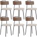 Kit 06 Cadeiras Decorativas Estofada Sala Jantar Barcelona L02 Couríssimo Marrom Linho Bege - Lyam