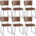 Kit 06 Cadeiras Decorativas Estofada Sala Jantar Base Aço Allana L02 Couríssimo Marrom - Lyam Decor