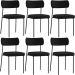 Kit 06 Cadeiras Decorativas Estofadas Para Sala de Jantar Melina L02 Poliéster Preto - Lyam
