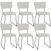 Kit 06 Cadeiras Decorativas Para Sala De Jantar Allana L02 Bouclê Cru - Lyam