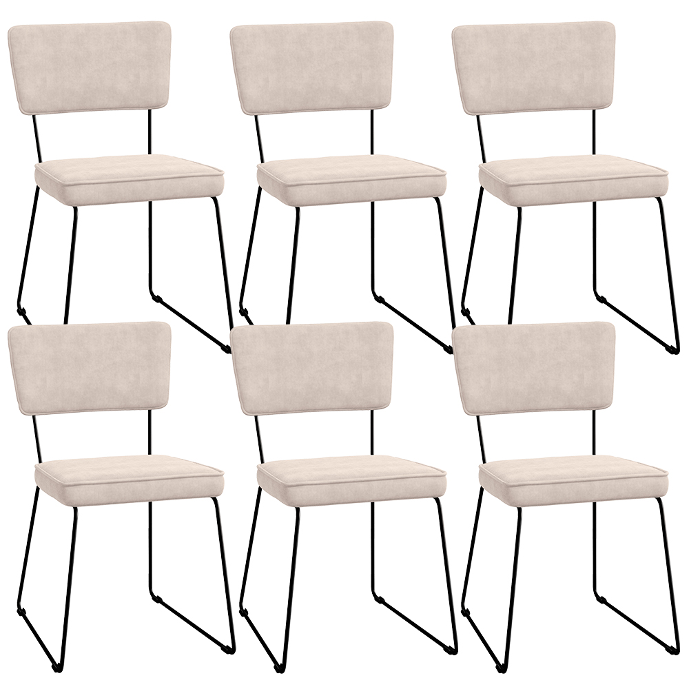 Kit 06 Cadeiras Decorativas Para Sala De Jantar Allana L02 Suede Bege - Lyam Decor