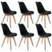 Kit 06 Cadeiras Decorativas Para Sala de Jantar Ayla Com Base de Madeira E01 Preto - Lyam Decor