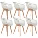 Kit 06 Cadeiras Decorativas Para Sala de Jantar Madri Com Base de Madeira E01 Branco - Lyam Decor