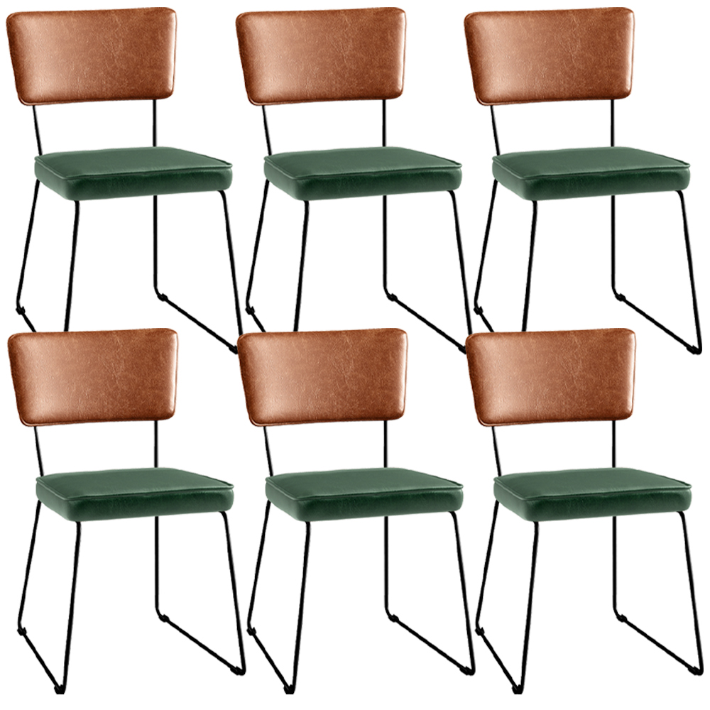 Kit 06 Cadeiras Decorativas Sala Jantar Allana L02 Couríssimo Camel Facto Verde Musgo - Lyam Decor