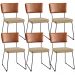 Kit 06 Cadeiras Decorativas Sala Jantar Allana L02 Couríssimo Camel Linho Bege Escuro - Lyam Decor