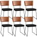 Kit 06 Cadeiras Decorativas Sala Jantar Allana L02 Couríssimo Camel Linho Chumbo - Lyam Decor