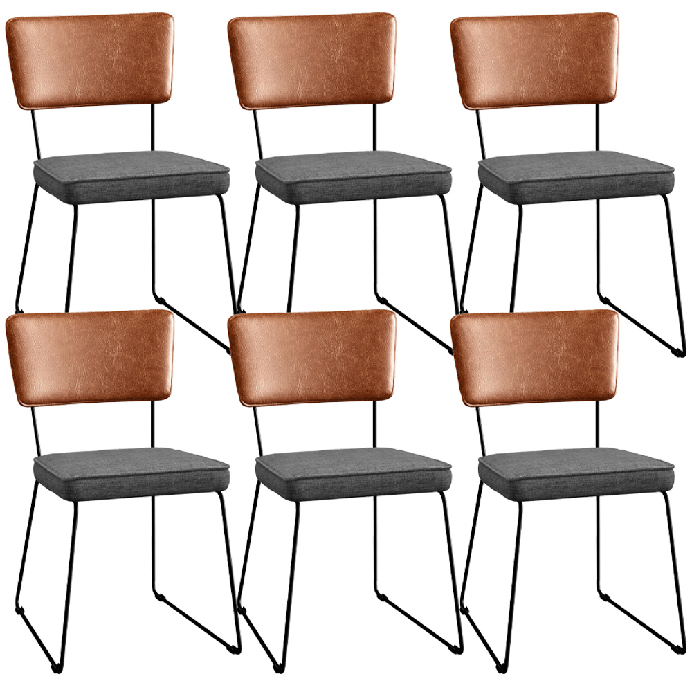 Kit 06 Cadeiras Decorativas Sala Jantar Allana L02 Couríssimo Camel Linho Cinza Escuro - Lyam Decor