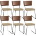 Kit 06 Cadeiras Decorativas Sala Jantar Allana L02 Couríssimo Marrom Linho Bege Escuro - Lyam Decor