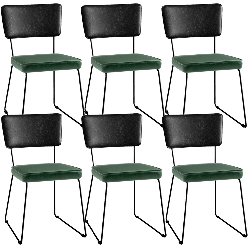 Kit 06 Cadeiras Decorativas Sala Jantar Allana L02 Couríssimo Preto Facto Verde Musgo - Lyam Decor