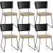 Kit 06 Cadeiras Decorativas Sala Jantar Allana L02 Couríssimo Preto Linho Bege Escuro - Lyam Decor