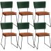 Kit 06 Cadeiras Decorativas Sala Jantar Allana L02 Facto Verde Musgo Couríssimo Camel - Lyam Decor