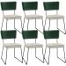 Kit 06 Cadeiras Decorativas Sala Jantar Allana L02 Facto Verde Musgo Linho Champagne - Lyam Decor