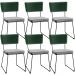 Kit 06 Cadeiras Decorativas Sala Jantar Allana L02 Facto Verde Musgo Linho Cinza - Lyam Decor