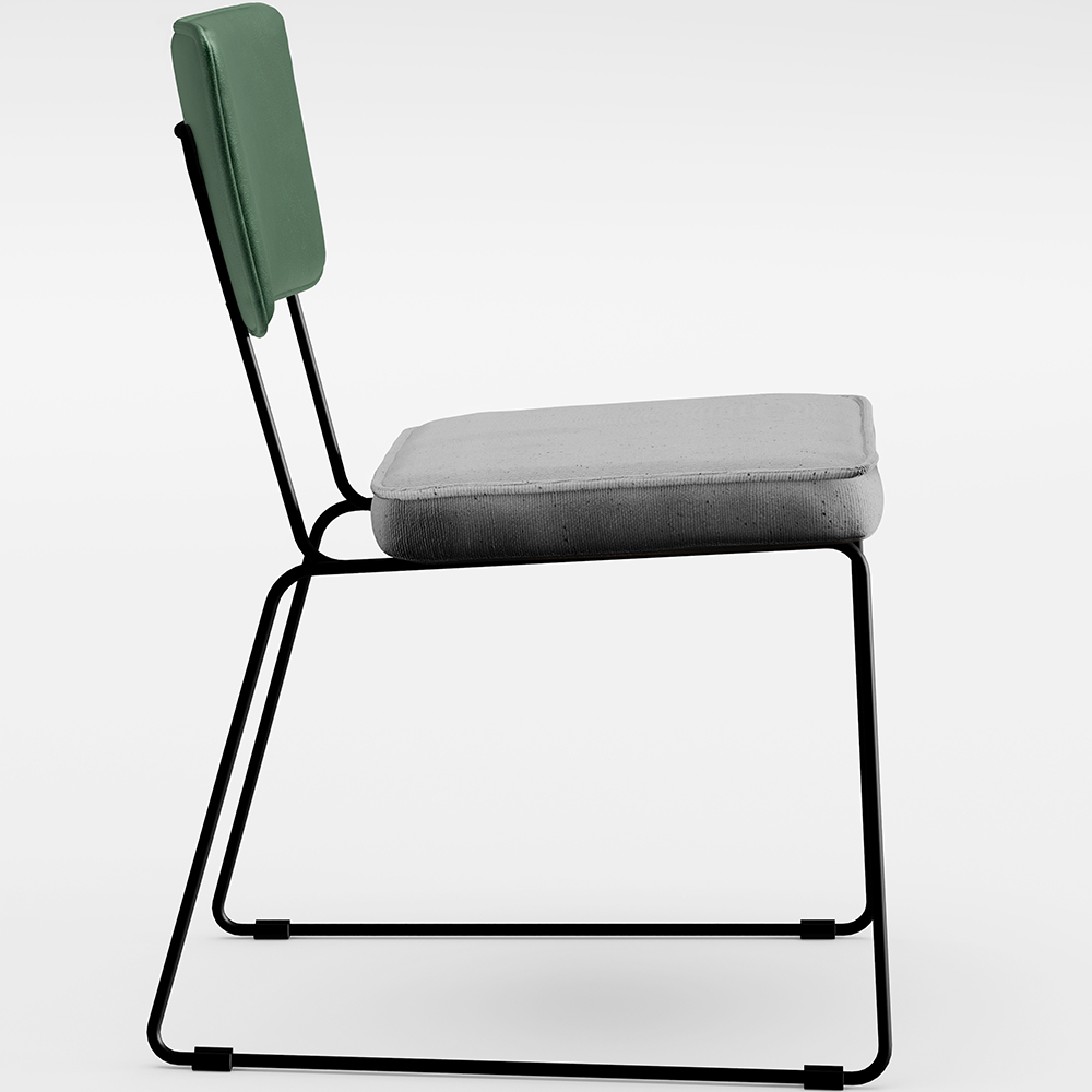 Kit 06 Cadeiras Decorativas Sala Jantar Allana L02 Facto Verde Musgo Linho Cinza - Lyam Decor