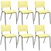 Kit 06 Cadeiras Empilhável Fixa Escritório Multiuso Base Preta Kimi P03 Amarelo - Lyam Decor