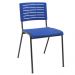 Kit 06 Cadeiras Empilhável Fixa Escritório Multiuso Base Preta Kimi P03 Azul - Lyam Decor