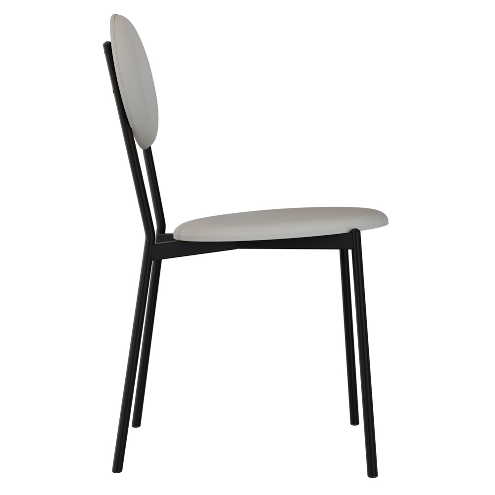 Kit 06 Cadeiras Estofada Para Sala de Jantar Azuri Preto C01 Courino Off White - Lyam Decor