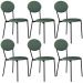 Kit 06 Cadeiras Estofada Para Sala de Jantar Azuri Preto C01 Courino Verde Sálvia - Lyam Decor