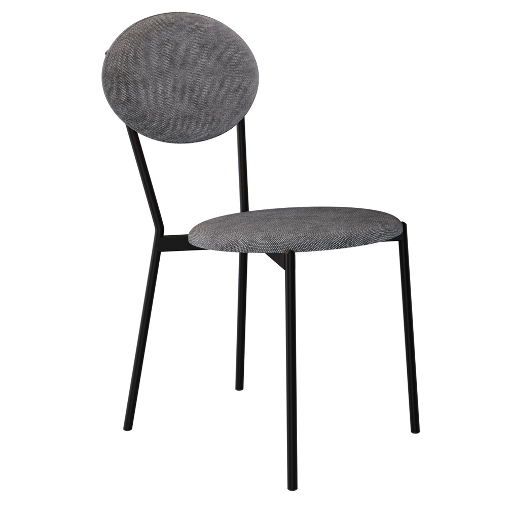 Kit 06 Cadeiras Estofada Para Sala de Jantar Azuri Preto C01 Linho Prata - Lyam Decor
