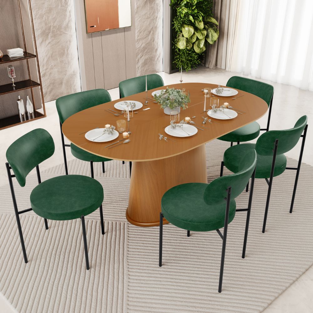 Kit 06 Cadeiras Estofadas Para Sala De Jantar Louise L02 Couríssimo Verde - Lyam Decor