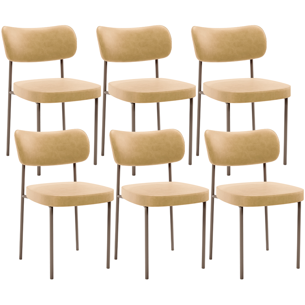 Kit 06 Cadeiras Estofadas Para Sala De Jantar Melina Base Arena L02 Couríssimo Fendi - Lyam Decor