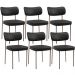 Kit 06 Cadeiras Estofadas Para Sala De Jantar Melina Base Arena L02 Couríssimo Preto - Lyam Decor