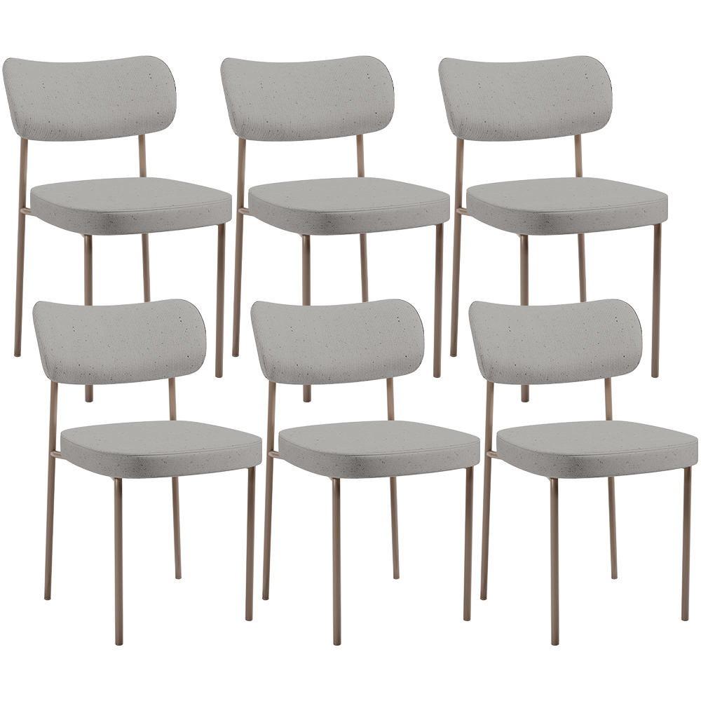 Kit 06 Cadeiras Estofadas Para Sala De Jantar Melina Base Arena L02 Linho Cinza - Lyam Decor