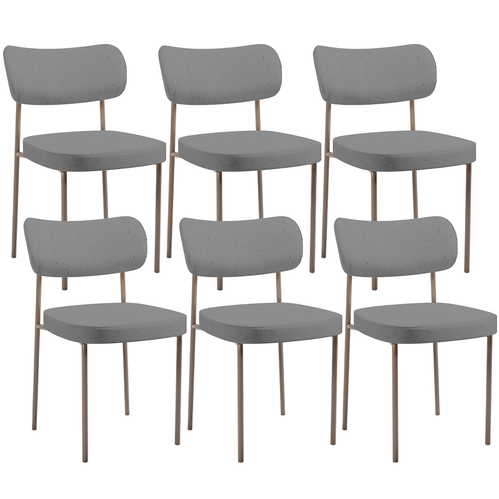 Kit 06 Cadeiras Estofadas Para Sala De Jantar Melina Base Arena L02 Linho Cinza Escuro - Lyam Decor