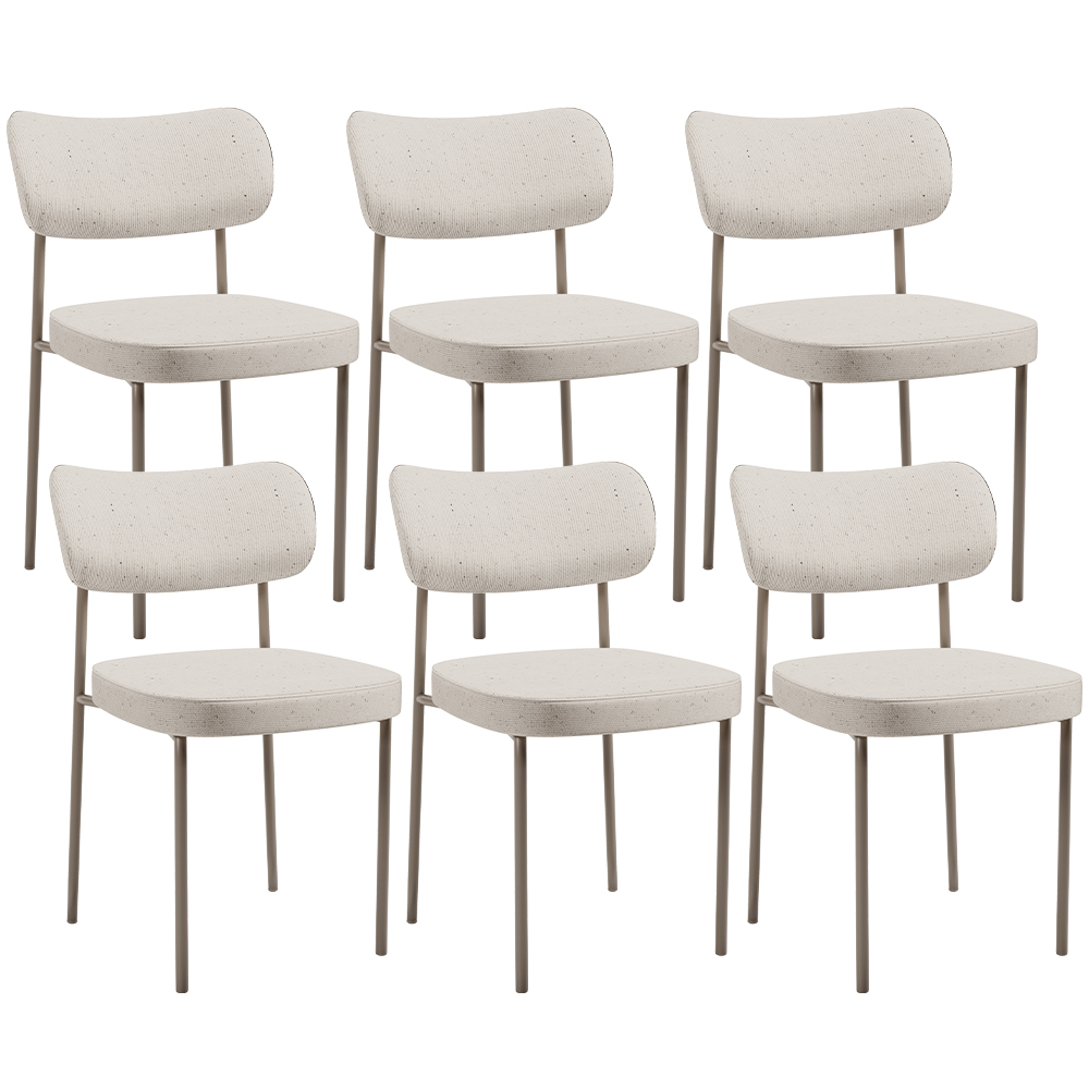 Kit 06 Cadeiras Estofadas Para Sala De Jantar Melina Base Arena L02 Linho Cru - Lyam Decor